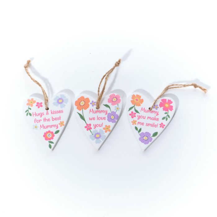 Ceramic heart 'mummy' hanging decs