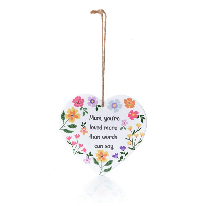 Mum you're loved ceramic hanging heart