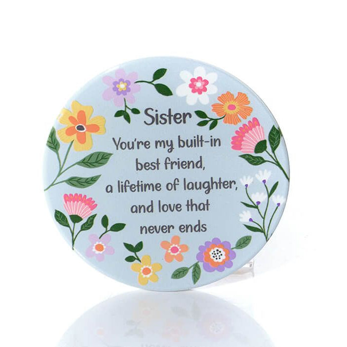 Bright and beautiful ceramic sister coaster