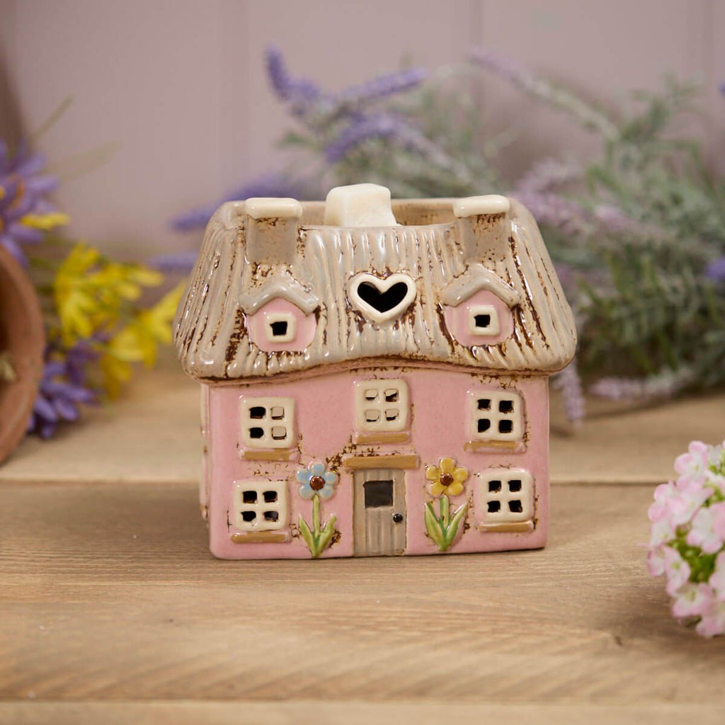 Pink thatched cottage wax melt burner