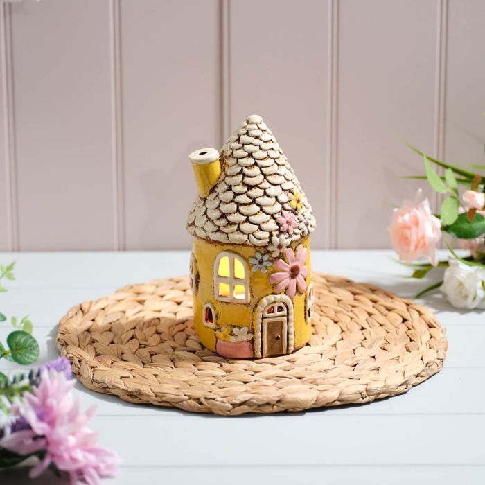 Cottage garden round fairy style yellow tealight house