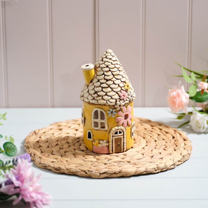 Cottage garden round fairy style yellow tealight house