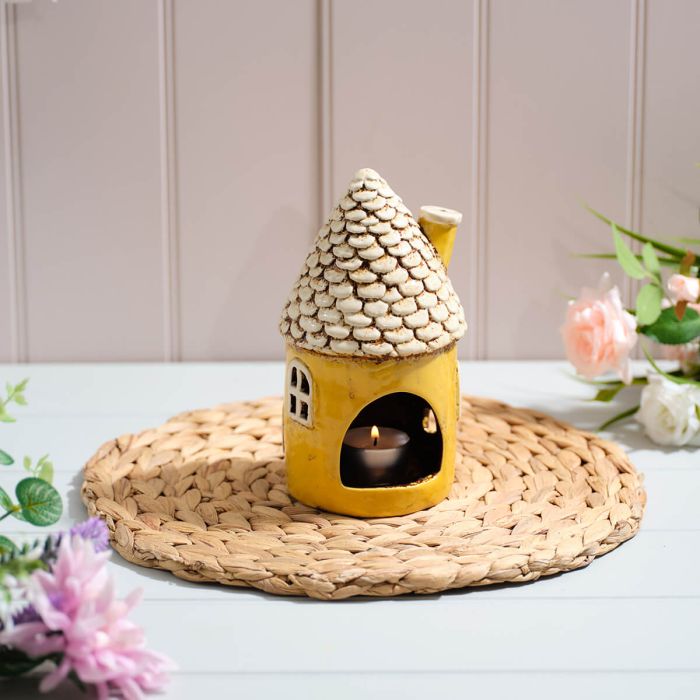 Cottage garden round fairy style yellow tealight house