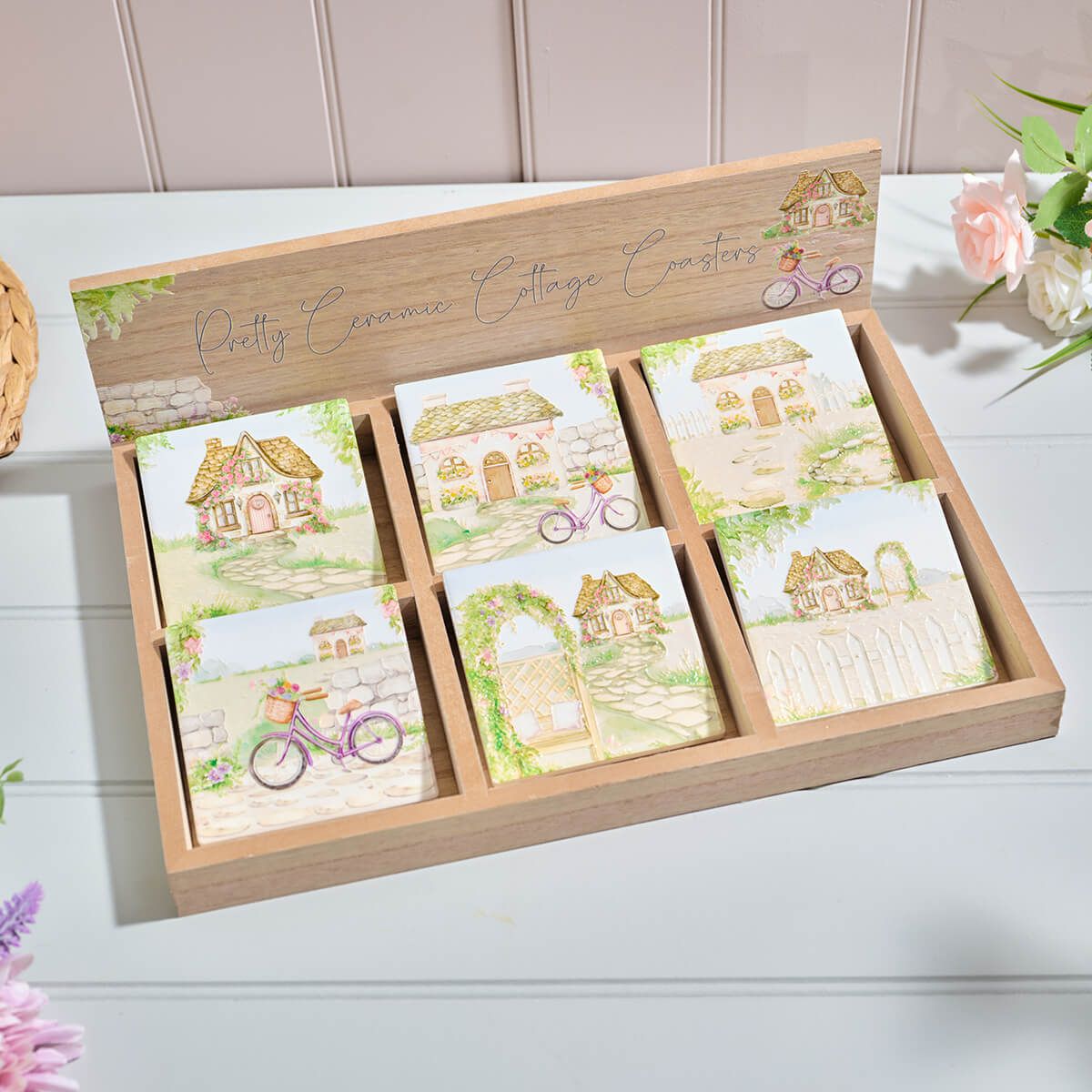 Cottage garden ceramic 3D coasters