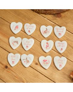 Woodland Animal Marble Heart Tokens