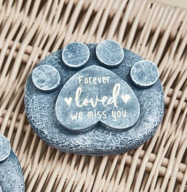 Pawprint memorial stone grey textured polyresin (2 styles)