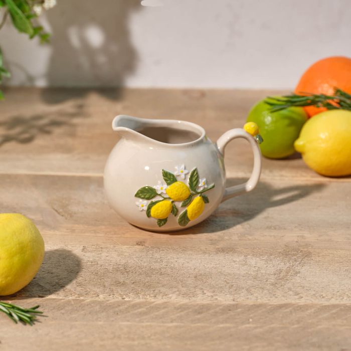 Lemon embossed stoneware jug
