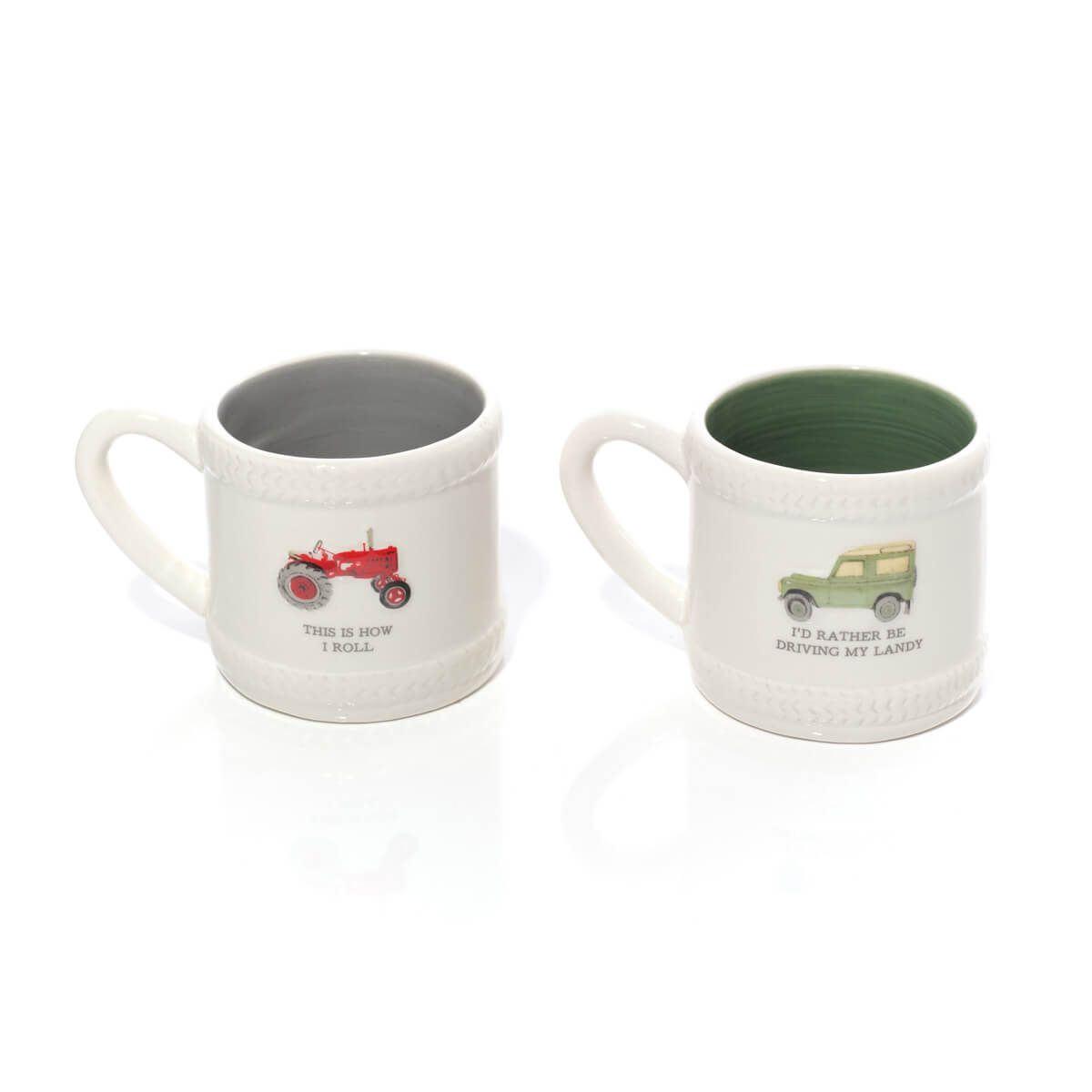 'I'd rather be driving my landy' stoneware handpainted landrover mug