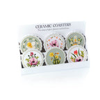 Floral ceramic coaster with gold scalloped edge