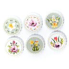 Floral ceramic coaster with gold scalloped edge