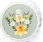 Floral ceramic coaster with gold scalloped edge