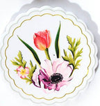 Floral ceramic coaster with gold scalloped edge