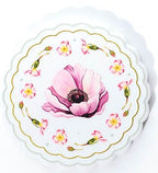 Floral ceramic coaster with gold scalloped edge