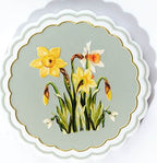 Floral ceramic coaster with gold scalloped edge