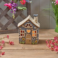 Garden birds stoneware cornflower blue tealight house
