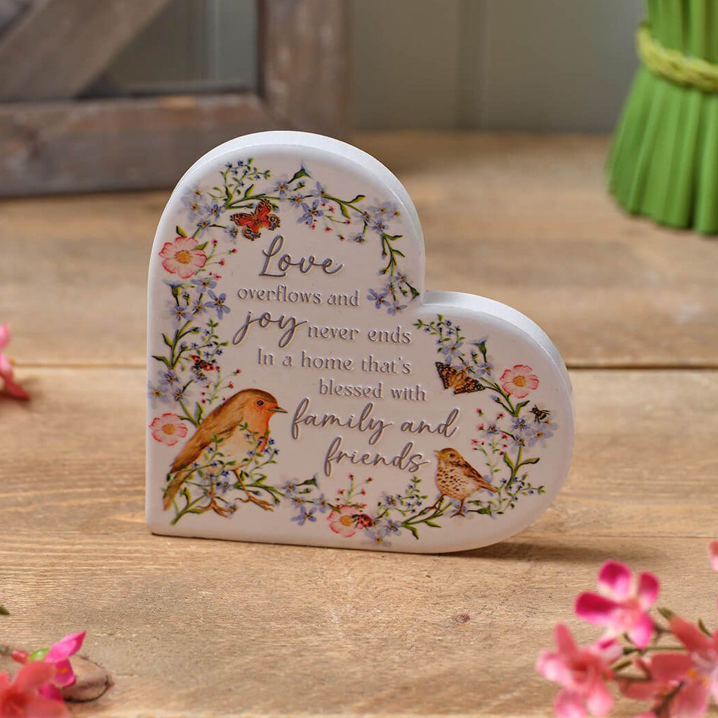 Love family and friends ceramic heart block