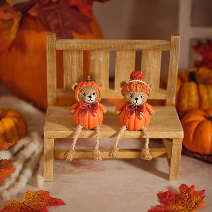 Pumpkin bear shelf sitter ornament