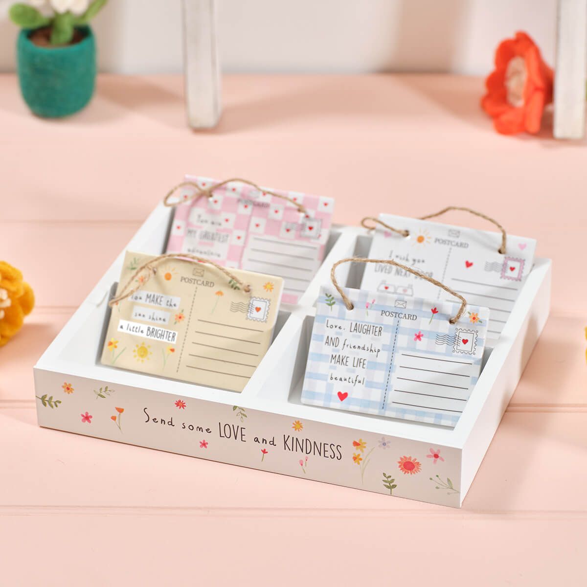 Love and kindness ceramic postcard hanger