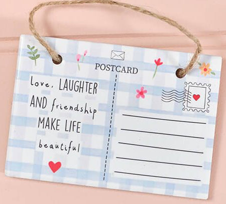 Love and kindness ceramic postcard hanger