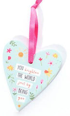 Love and kindness ceramic heart hanging decoration