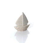 Stoneware textured soft striped boat ornament