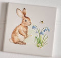 Meadow fields ceramic 3D raised detail bunny coasters