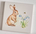 Meadow fields ceramic 3D raised detail bunny coasters