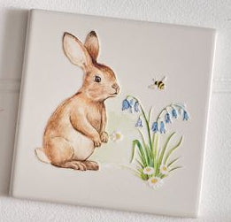 Meadow fields ceramic 3D raised detail bunny coasters