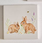 Meadow fields ceramic 3D raised detail bunny coasters