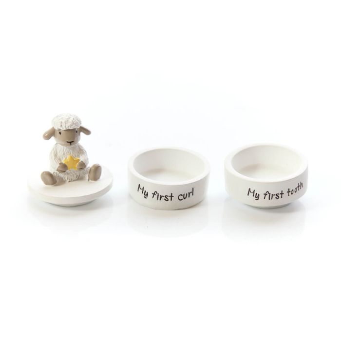 Sheep resin 'My first tooth & curl' keepsake box