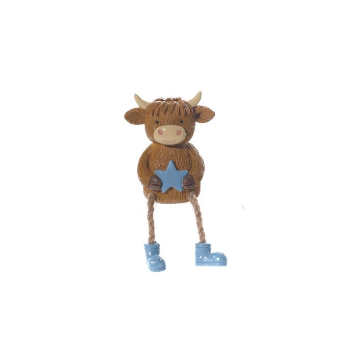 Highland cow blue star shelf sitter
