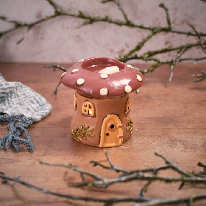 Toadstool tales stoneware mushroom house wax melt burner