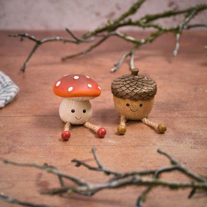 Toadstool tales mushroom/acorn shelf sitter