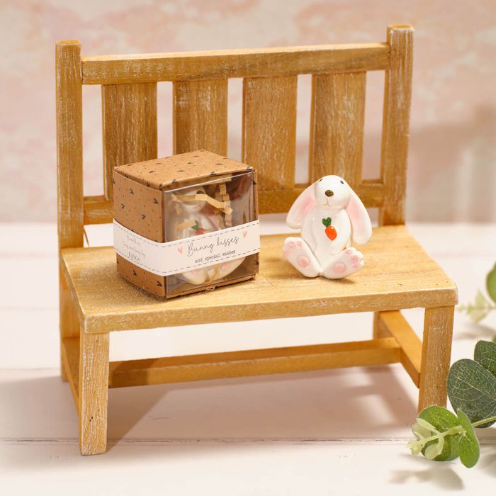 Tiny world handcrafted white bunny