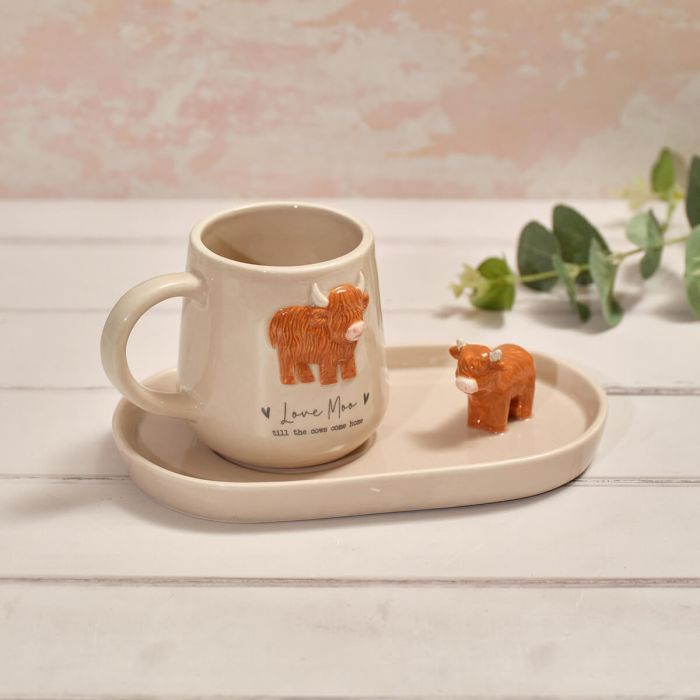 Tiny world 'Love moo' cup & saucer gift set
