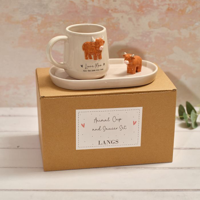 Tiny world 'Love moo' cup & saucer gift set