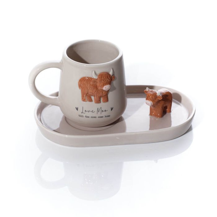 Tiny world 'Love moo' cup & saucer gift set