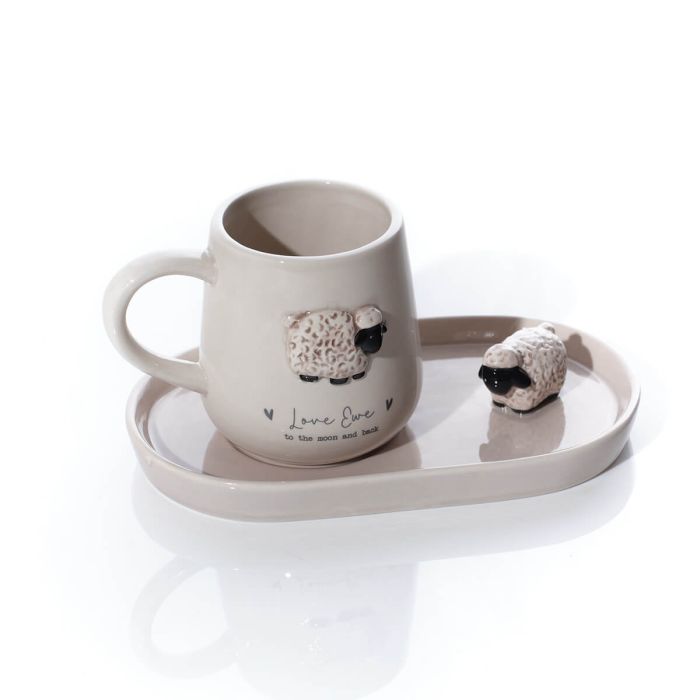 Tiny world love ewe sheep mug & saucer set