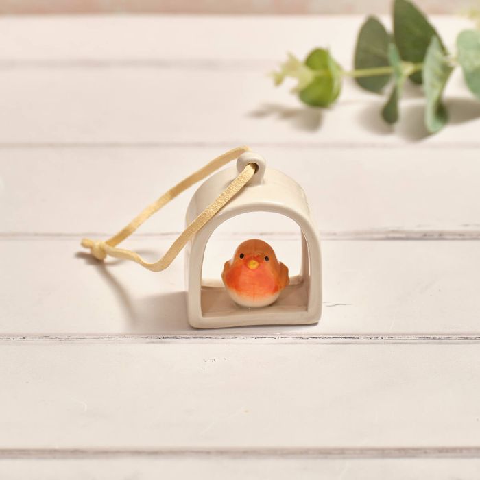 Tiny world robin arch shaped ceramic hanger