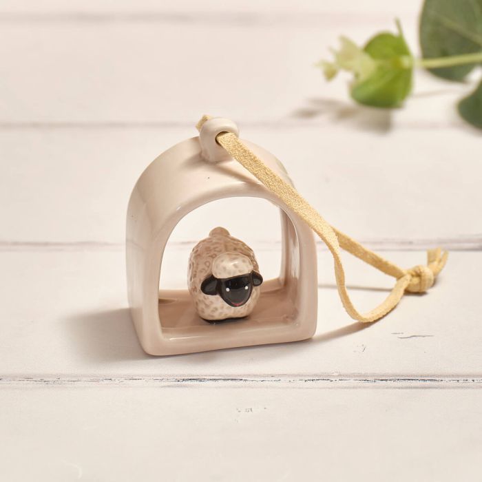 Tiny world boxed sheep arched ceramic hanger