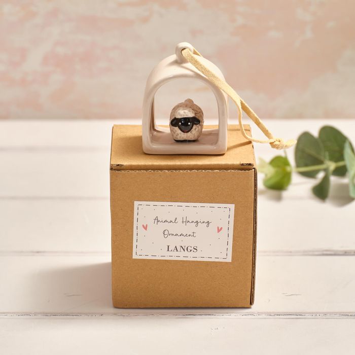 Tiny world boxed sheep arched ceramic hanger