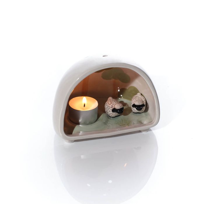 Tiny world sheep decorative dome tealight holder