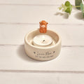 Tiny world boxed 'Love moo' highland cow ceramic tealight holder