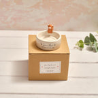 Tiny world boxed 'Love moo' highland cow ceramic tealight holder