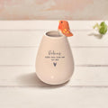 Tiny world boxed 'robins appear' ceramic bud vase
