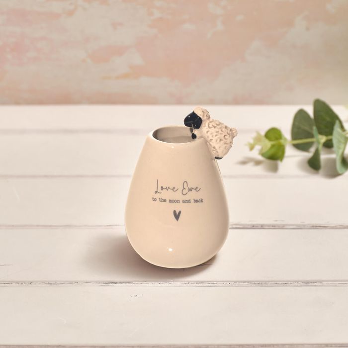 Tiny world Love Ewe black face sheep bud vase