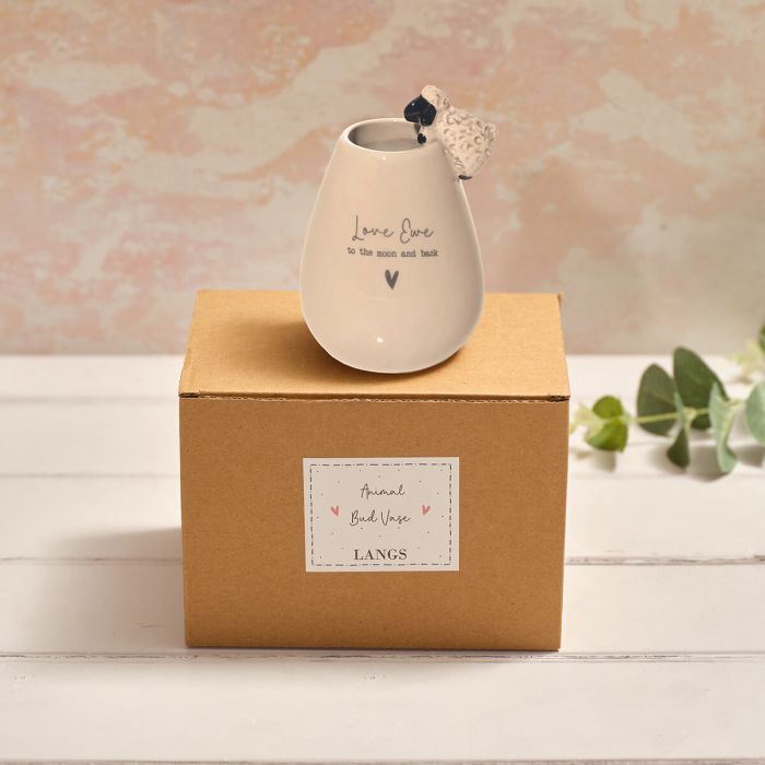 Tiny world Love Ewe black face sheep bud vase