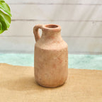 Rustic terracotta finish stoneware handled vase