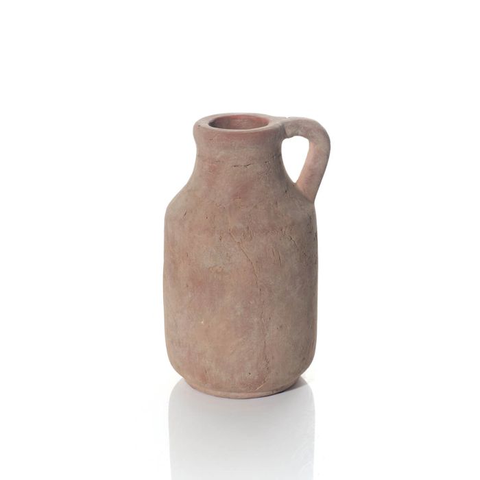 Rustic terracotta finish stoneware handled vase