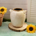 Crackled glaze stoneware urn style vase